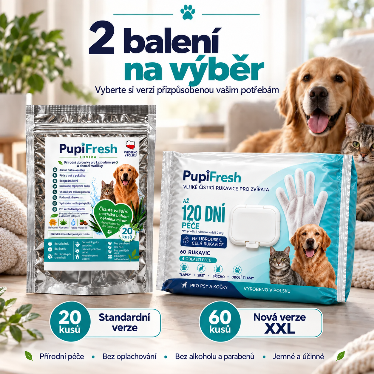 Vlhké čisticí rukavice PupiFresh pro psy a kočky