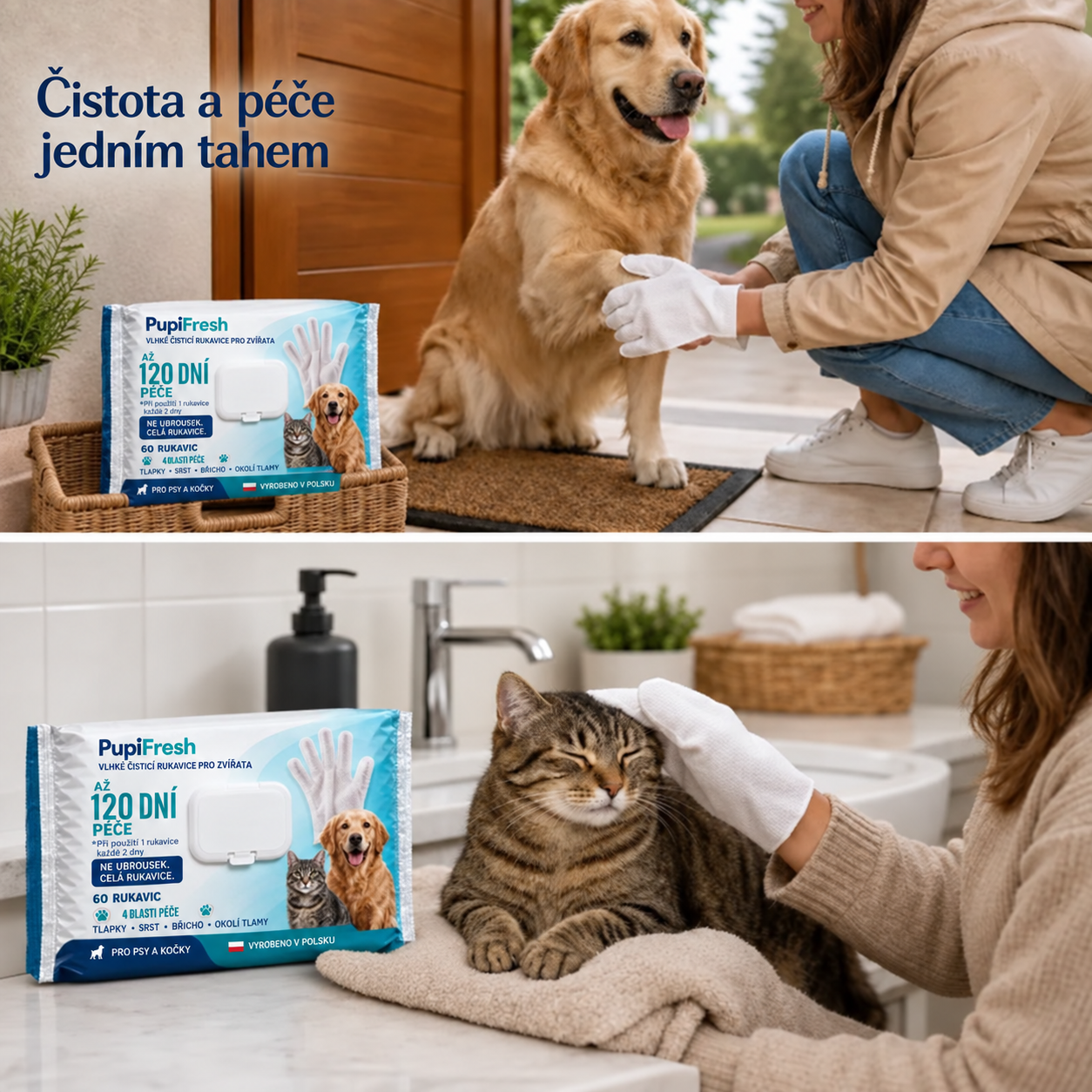 Vlhké čisticí rukavice PupiFresh pro psy a kočky